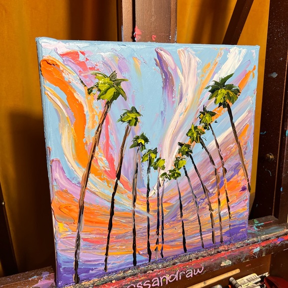 Original oil painting contemporary Impressionism 12 x 12 inches Los Angeles art - Picture 7 of 8